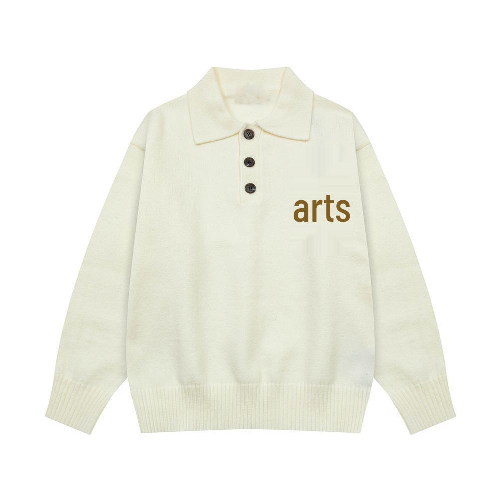 AMI Unisex Big Heart Jacquard Knit Polo Sweater