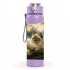 1PC Cat Resting On Pillow 750ml Color Plastic Sports Water Bottle Leakproof Flip Straw Lid Suitable for Sports Office Home Use