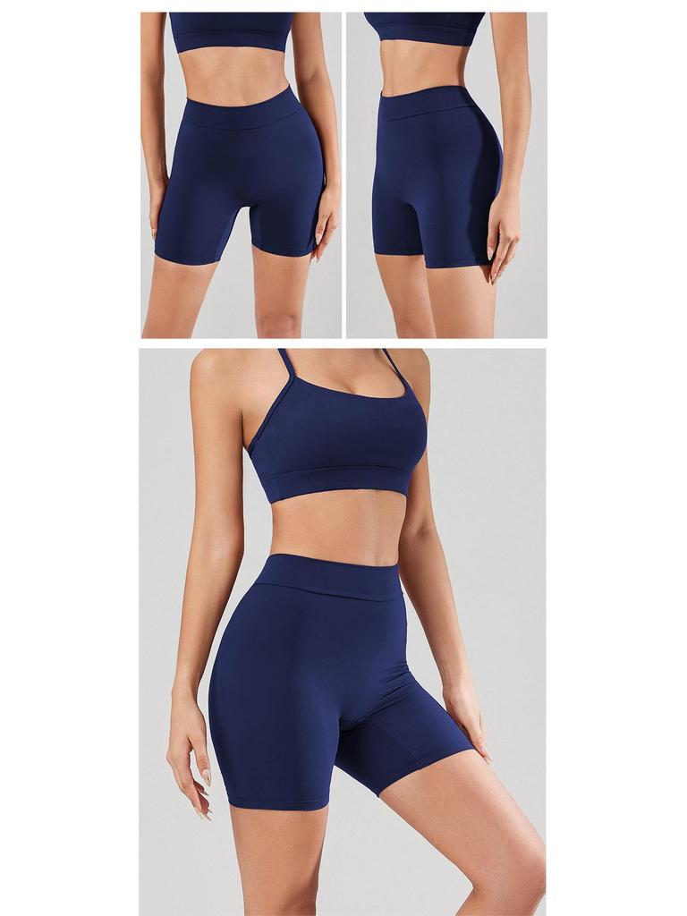 Damen Schnelltrocknende Hochelastische V-Bund Yoga Shorts - Pfirsichpo Figurformend & Hüfthebende Passform
