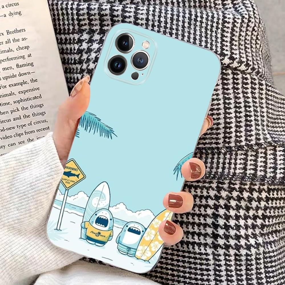 kawaii shark Phone Case For iPhone 15 14 11 12 13 Mini Pro XS Max Cover 6 7 8 Plus X XR SE 2020 Funda Shell