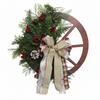 Outdoor Yard Decoration Set 40x45cm Christmas Swag Wreath Vintage Wood Fall Garland Red Wagon Wheel Garlands for Holiday Party