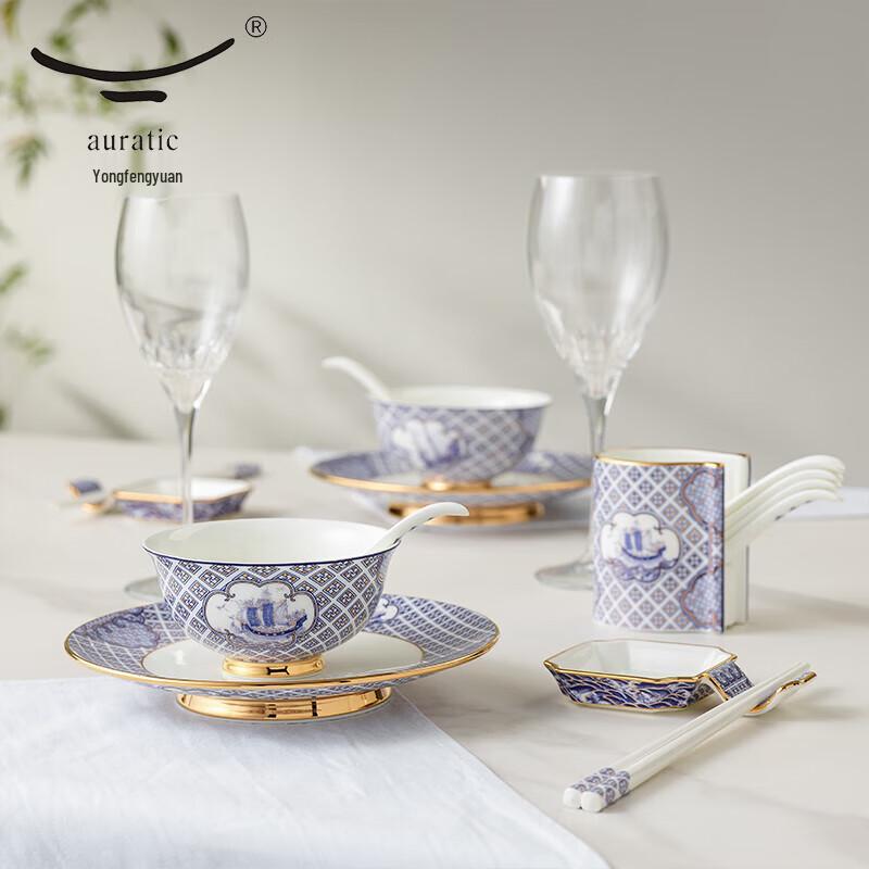 Yongfengyuan Mr. Porcelain 'Prosperity' 91-Piece Chinese Dinnerware Set (10 Person)