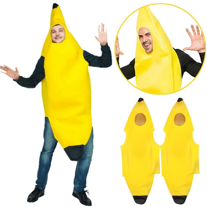Deluxe Adult Unisex Banana Costume for Halloween Dress up Party & Roleplay Cosplay Spandex Material Funny Ecoparty Outfit