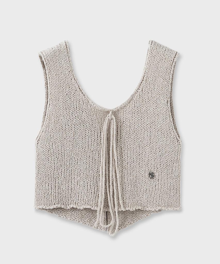 NOIRER FOR WOMAN Two-Face Button Vest Knit (Sand Beige)