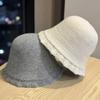 New Pure Wool Knitted Hat for Women in Autumn and Winter Gentle Lace Sweet and Fashionable Soft and Waxy Small Bucket Hat with Face