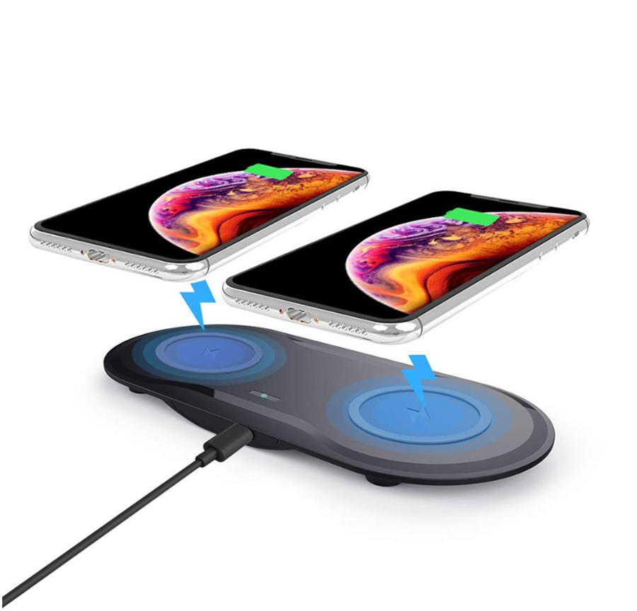20W Double Seat CAR QI Wireless Charger Fast Charging Pad 2 In 1 Desktop Charger for iPhone 11 Pro X XS MAX XR For Samsung S10 S9