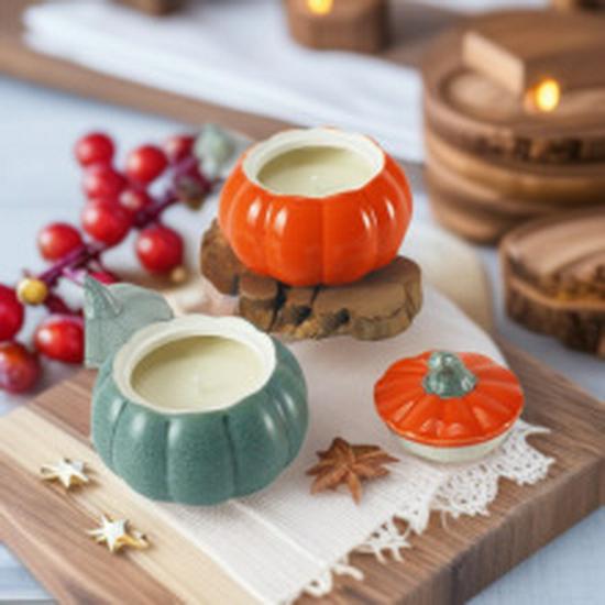 Smokeless Aromatherapy Pumpkin Ceramic Candle – Long-Lasting, Soothing Indoor Fragrance
