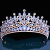 DIEZI 14 Colors Pink Green Blue Opal Crystal Tiara Crown Women Girls Wedding Elegant Luxury Princess Party Hair Dress Jewelry