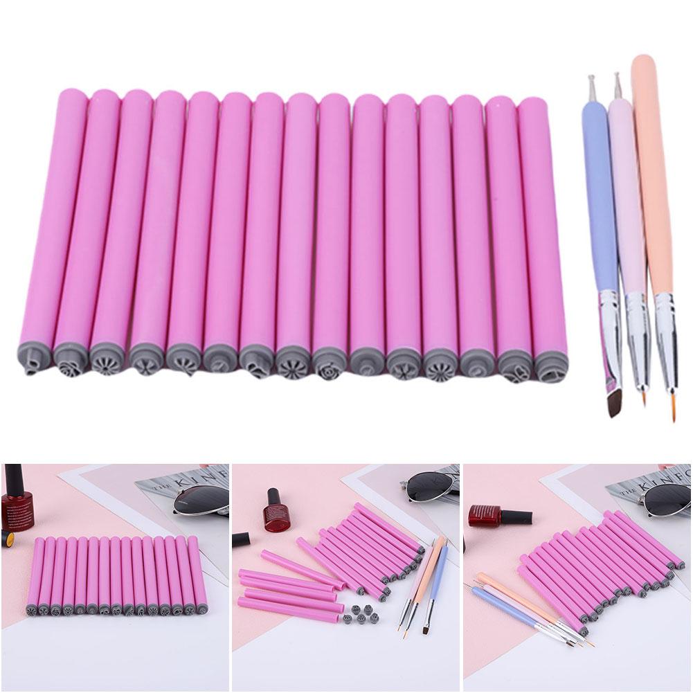 6/10/15 Stück Nagelstempelstift DIY Nagelkunstwerkzeuge mit 3 Nagelkunstpinseln Nagel Graffiti Kunst Verzierwerkzeuge für Mädchen und Frauen