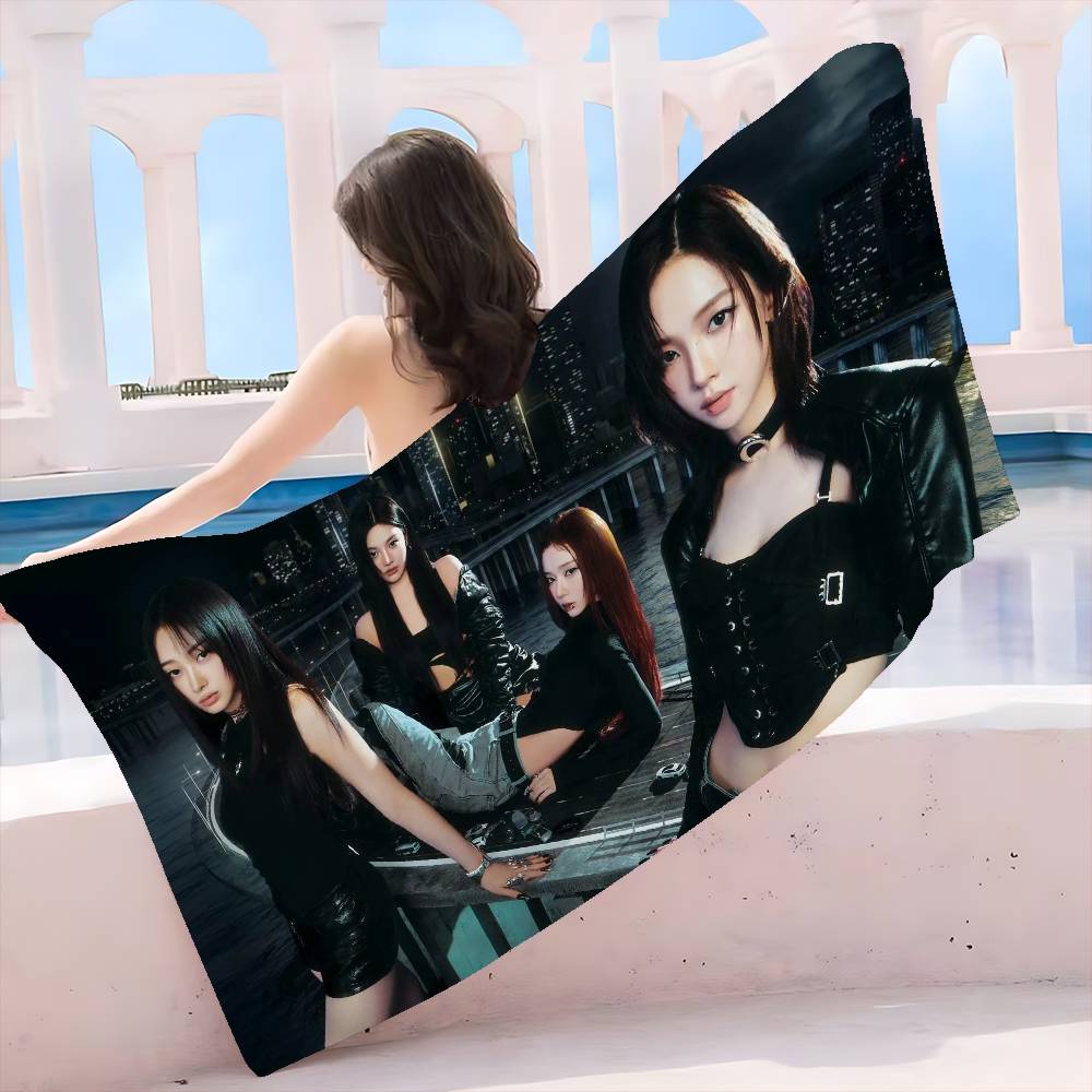 Korean Kpop Group A-Aespas Microfiber Printed Beach Towel Mountain Climbing Yoga Beach Swimming Running Absorbent Soft Towel