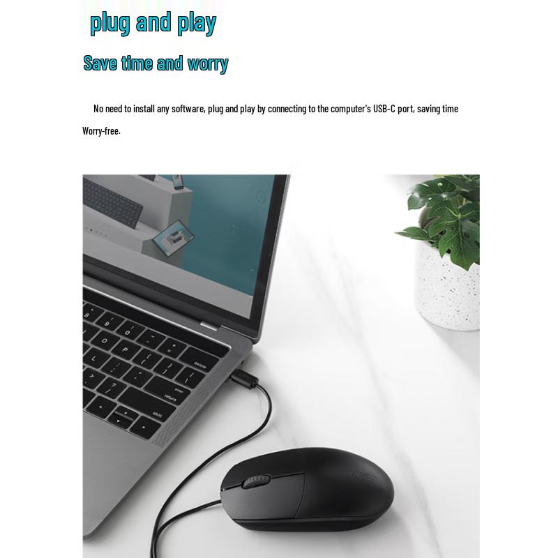 Rapoo N100C Kabelmaus mit Typ-C