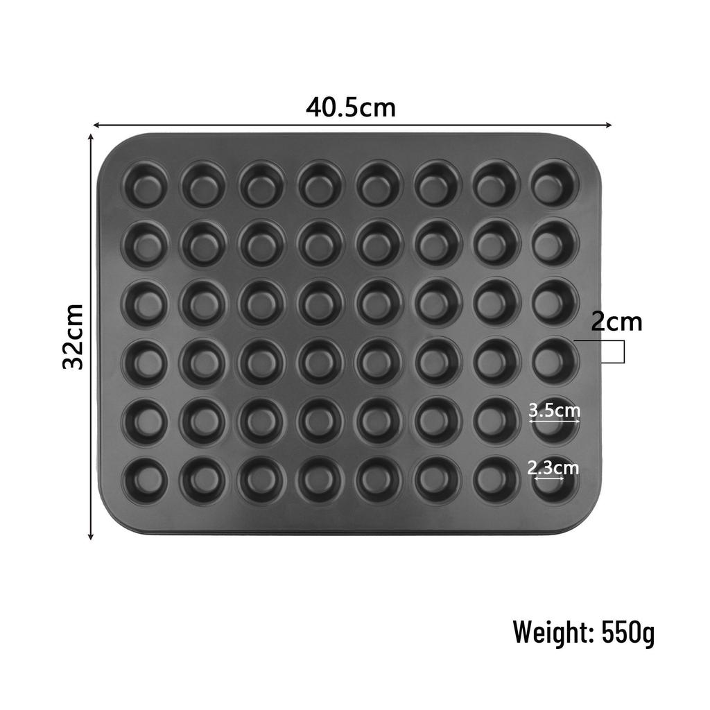 12-Cavity Mini Muffin Baking Pan with 48 Molds - Square and Round Shapes
