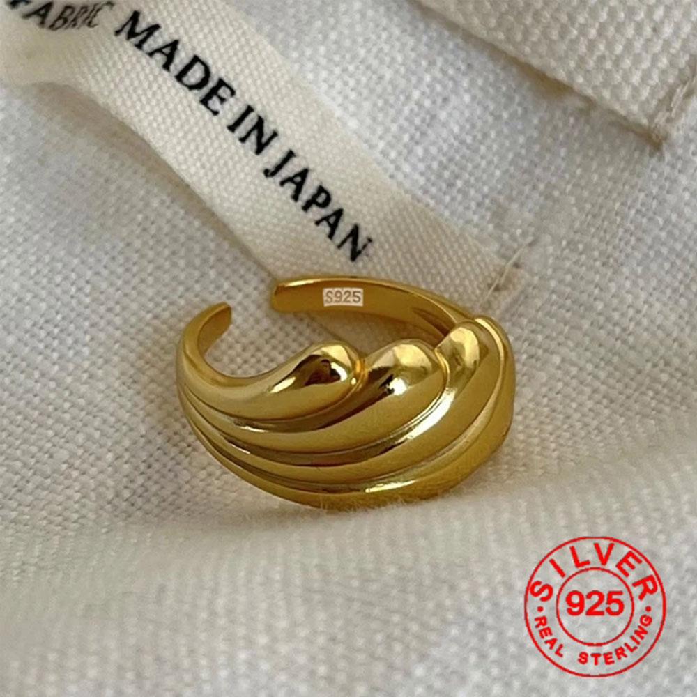BF Club Silver Color Irregular Water Droplets Cross Gold Rings For Women Female Simple Retro Style Handmade Jewelry