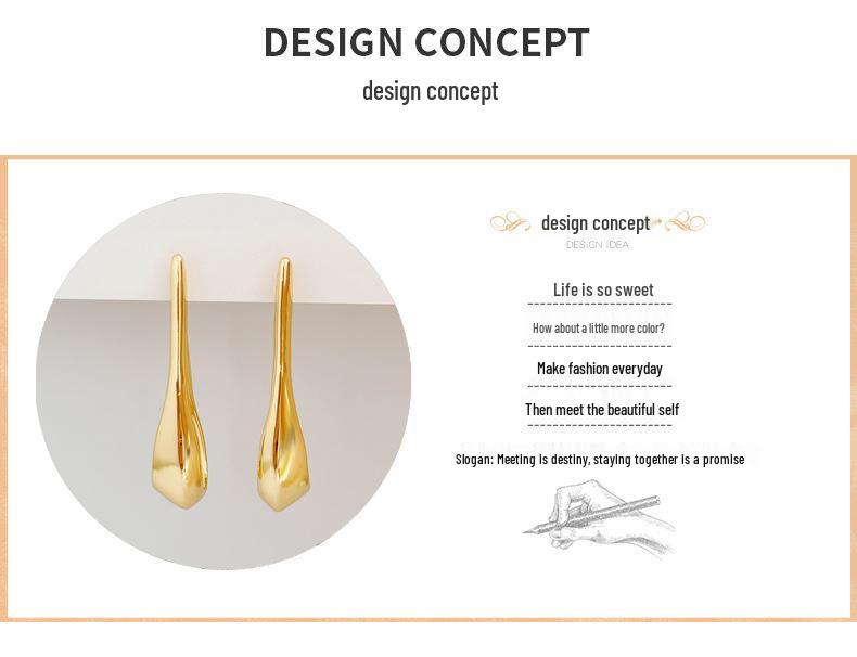 18k Gold Electroplated Geometric Water Drop Earrings - European & American Fashion