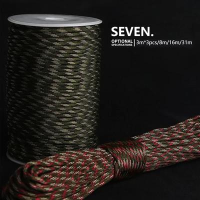 7 Colores 550 Cordón Paracord 5 8 16 31 M Diám. 4 mm Para Camping al Aire Libre Supervivencia Lanyard Cuerda de Paracaídas Senderismo Accesorios de Tienda