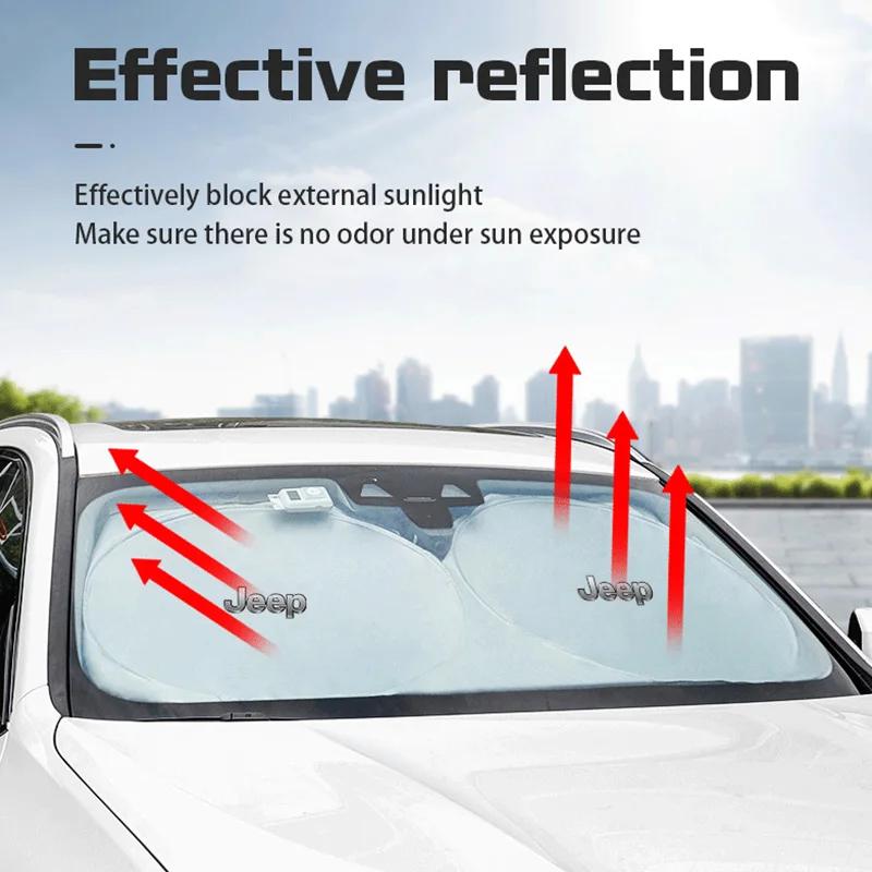 For Jeep Car Windshield Sun Visor UV Sunshade Protection Shield For Jeep Grand Cherokee Wrangler JK Gladiator Compass Renegad