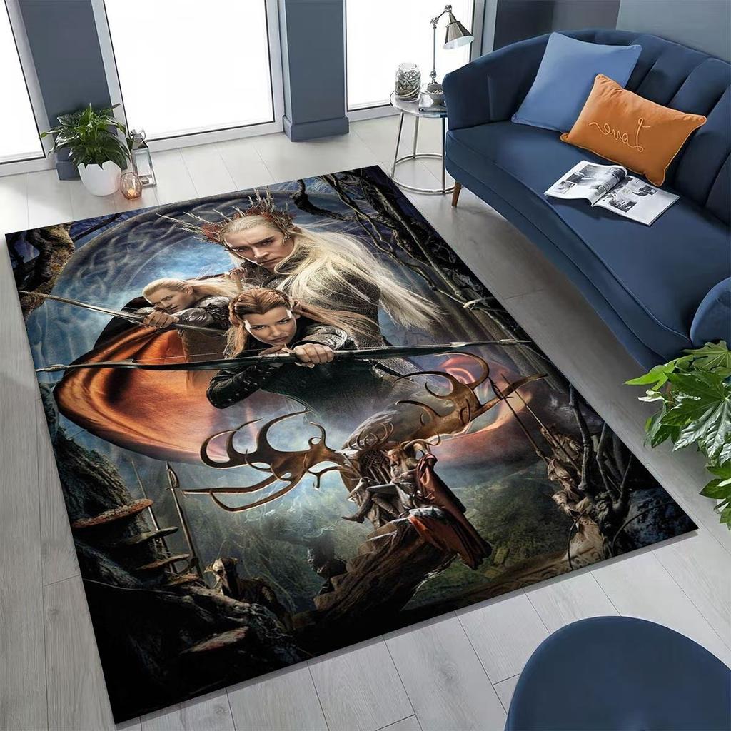 3D L-Lord of The Rings H-Hobbit Movie Board Rug for Bedroom Living Room Sofa Home Doormat Decor, Large Kids Non-slip Floor Mat