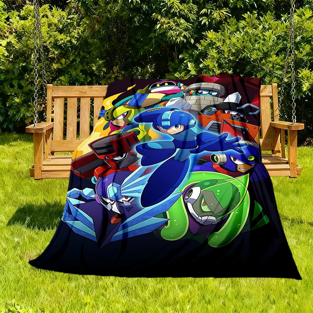 1PC Mega Man, Robotics Outdoor Blanket Lightweight Flannel, Soft & Warm, All-Season Use for Sofa, Outdoor, Camping, Living Room, Office19