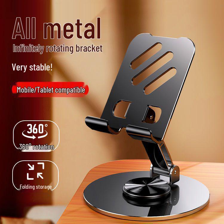 360° Rotating All-Metal Phone & Tablet Holder, Foldable and Ideal for Viewing and Streaming
