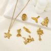 2 Pcs 304 Stainless Steel Ocean Charms 18K Gold Plated Starfish Conch Seal Coconut Tree Pendants For DIY Necklace Jewelry Making