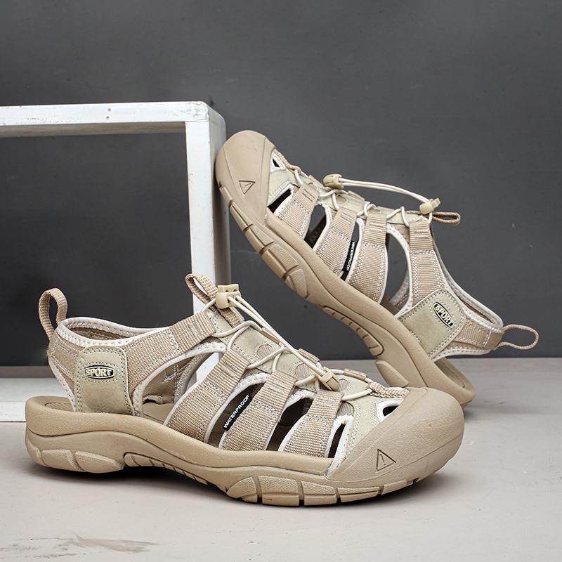 

New Summer Men Genuine Leather Sandals Classic Casual Shoes Men Outdoor Beach Sandals Roman Summer Men s Water Shoes Size 35-46 35 бежевый