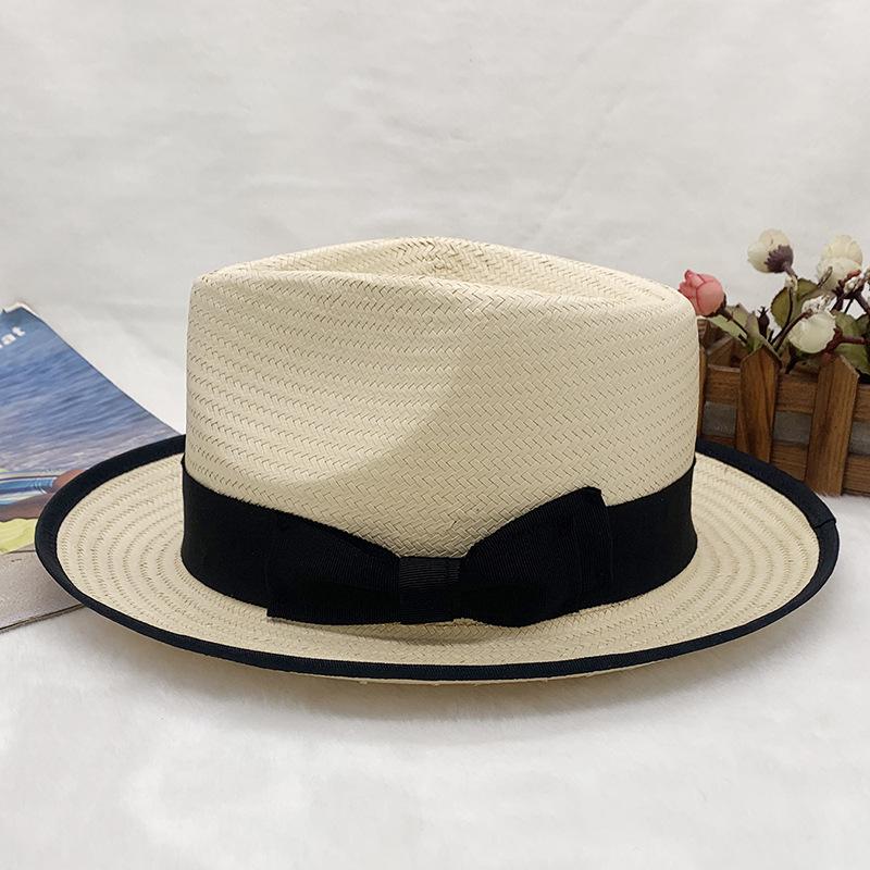 straw jazz hat for Men's and Women's Handmade Woven Sunshade Jazz Straw Hat with Summer Hat Binding and Color Matching Design