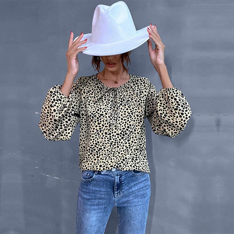 Comfortable Tops Woman Clothing Fashion Casual Tops Shirts Fashionable and Casual Temperament Women's Spring Leopard Print Shirt Long Sleeve Womens