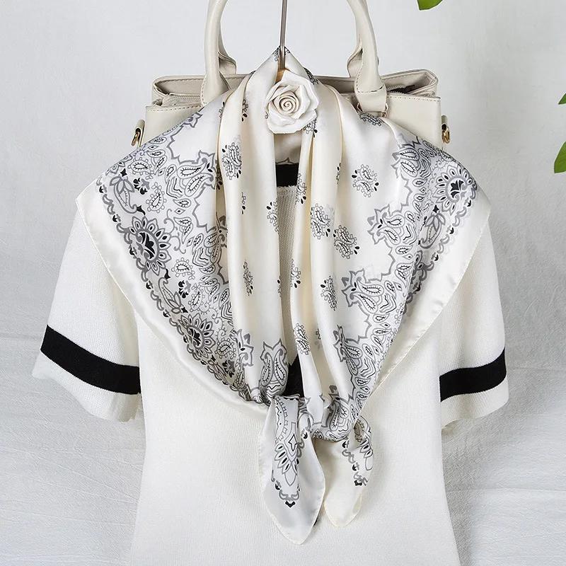 Fashion Paisley Print Kerchief Women Hair Scarf Silk Headband Bandana Head Scarves Female 70*70cm Square Hijab Scarfs For Ladies