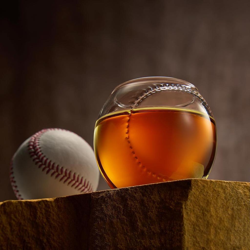 300ML Football Baseball Whiskey Glass, Unique Soccer - Shaped Crystal Clear Whiskey Tumbler Glass for Bourbon, Scotch, Cocktails