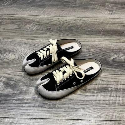 Fashion Ladies Canvas Mule Slippers 2025 New Unisex Split Toe Flats Shoes Spring Autumn Designer Fashion Style Casual Women Sneakers