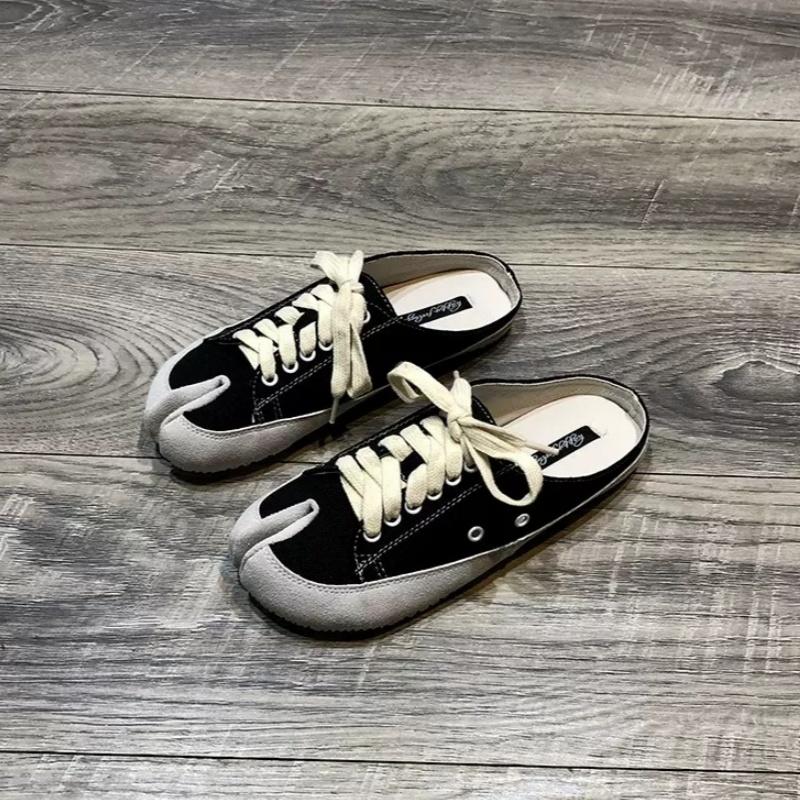 Fashion Ladies Canvas Mule Slippers 2025 New Unisex Split Toe Flats Shoes Spring Autumn Designer Fashion Style Casual Women Sneakers
