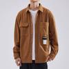 Waffle Long Sleeved Shirt Men's Loose Oversized Autumn Workwear Solid Color Lapel Shirt Jacket