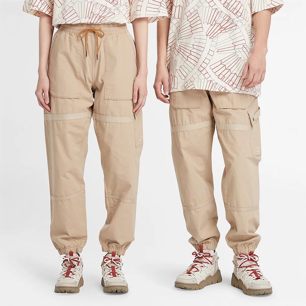 Timberland Solid Color Multi-Pocket Drawstring Casual Pants Unisex Pants Khaki A6BQ6-269