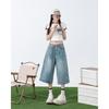 Women's Black Washed High Waist Wide Leg Denim Shorts - Summer Trend