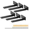 Shelf Bracket, 6”L x 4”W x 1.6”H 6 Pcs, Heavy Duty Floating Shelf Brackets, Brackets for Shelves, 5mm Thick Matte Black L Shelf Bracket,Steel Shelving
