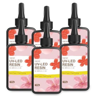 Résine UV Liquide YOBTOP 600g - Grande Capacité, Faible Viscosité, Type Dur, Haute Transparence, Claire, Durcissement Rapide, Compatible UV/LED, Recharge, Adapté aux Débutants