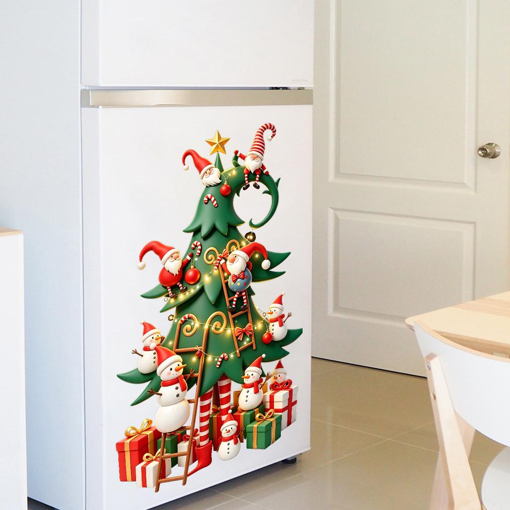 Christmas Elf Dwarf Christmas Tree Refrigerator Magnet for Home Cabinet Door Decorative Sticker