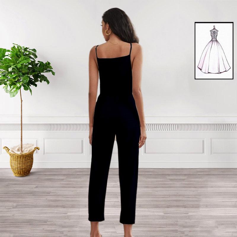 2022 Cotton & Linen Women's Suspender Jumpsuit - Casual European & American Style