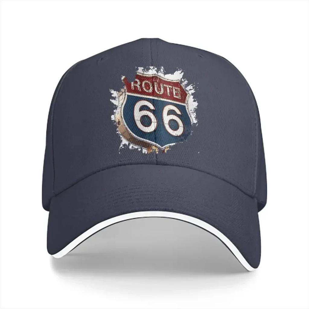 Pure Color Dad Hats Road Sign Art Casual Hat Sun Visor Caps U S Route 66 Peaked Cap