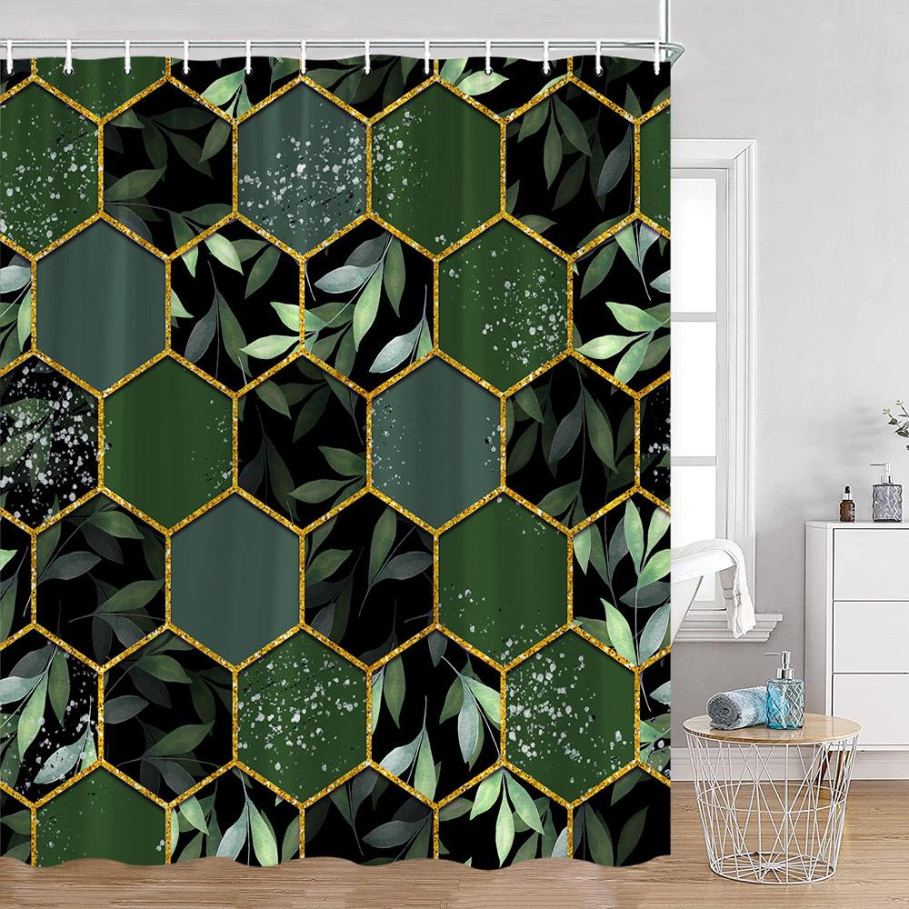

Marble Pattern Bath Curtain Polyester Shower Curtains Geometric Bath Screen Printed Curtain Home Decorations For Bathroom Gift W60H190(CM)-1 Pcs