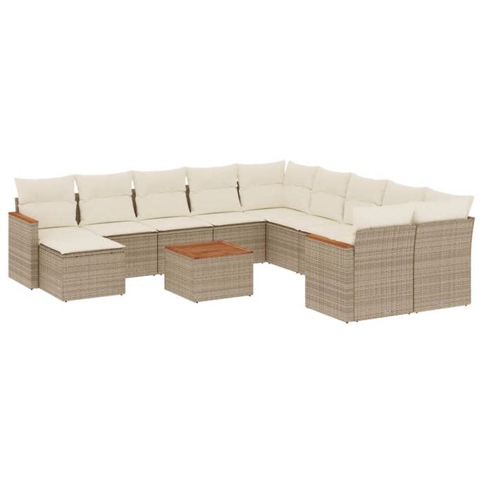 VidaXL Garden Lounge Set with Cushions 12 Pcs, Patio Sofas, Patio Furniture Set, Outdoor Furniture, Beige 3226576