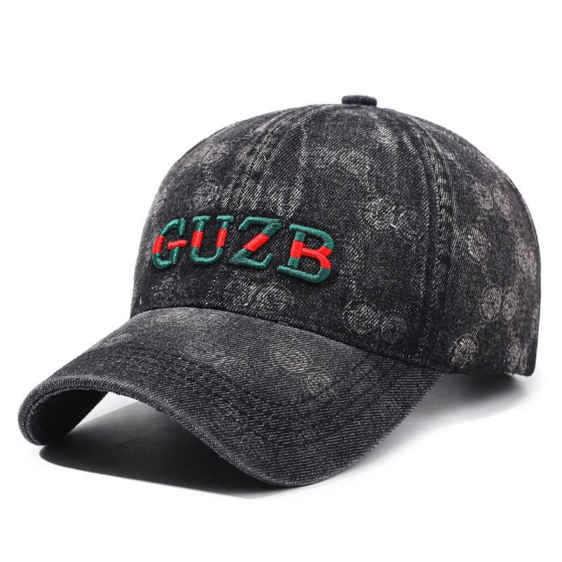 New embroidered letter denim baseball cap men's and women's big head circumference cap outdoor leisure sunscreen