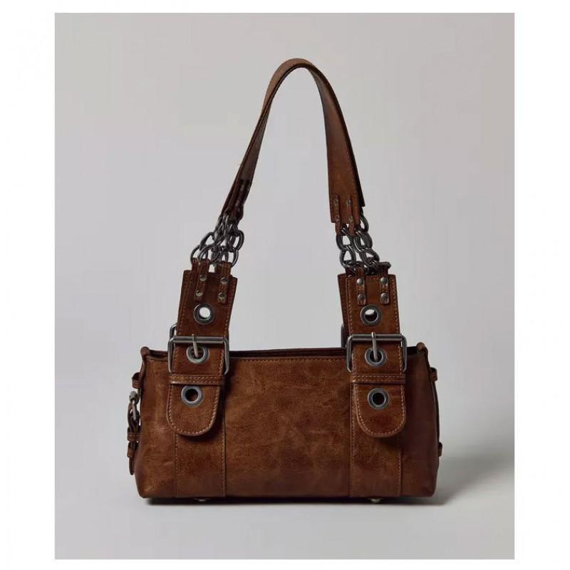 American Retro Used Motorcycle Bag 2025 New Large-capacity Single-shoulder Underarm Maillard Tote Handbag