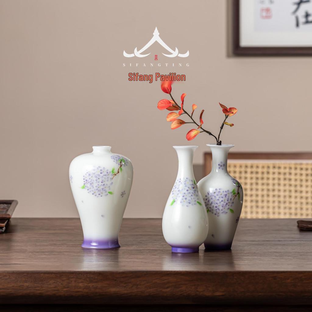 Elegant Jade Porcelain Vase - Hand-Painted Ceramic for Tea Ceremony, Flower Arrangement, and Home Decor with Gift Box Packaging