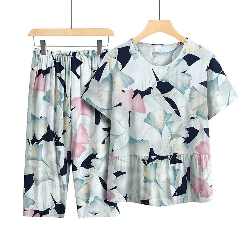 Yalu Women's Summer Short-Sleeve Capris Pajama Set