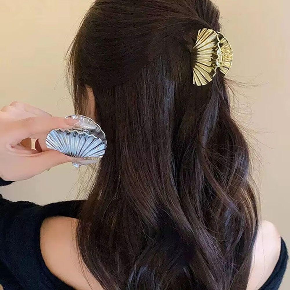 1Pcs New Punk Hair Claw Clip Metal Glossy Barrettes Hairpin Irregular Shell Shark Clip Hair Accessories