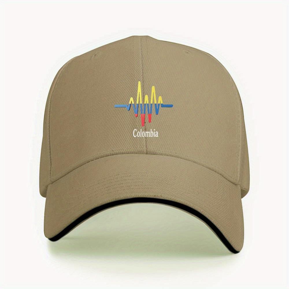 Colombia Heartbeat Flag Colors Print Baseball Cap Polyester Adjustable Outdoor Sports Hat Unisex