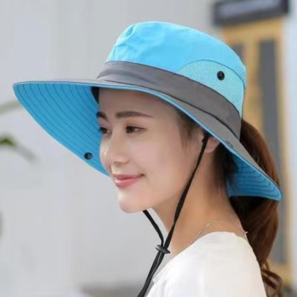 New Large Brim Summer Quick Drying Bucket Hats Hiking Hat Adjustable Fishermen Caps Breathable Women Sunscreen Hat