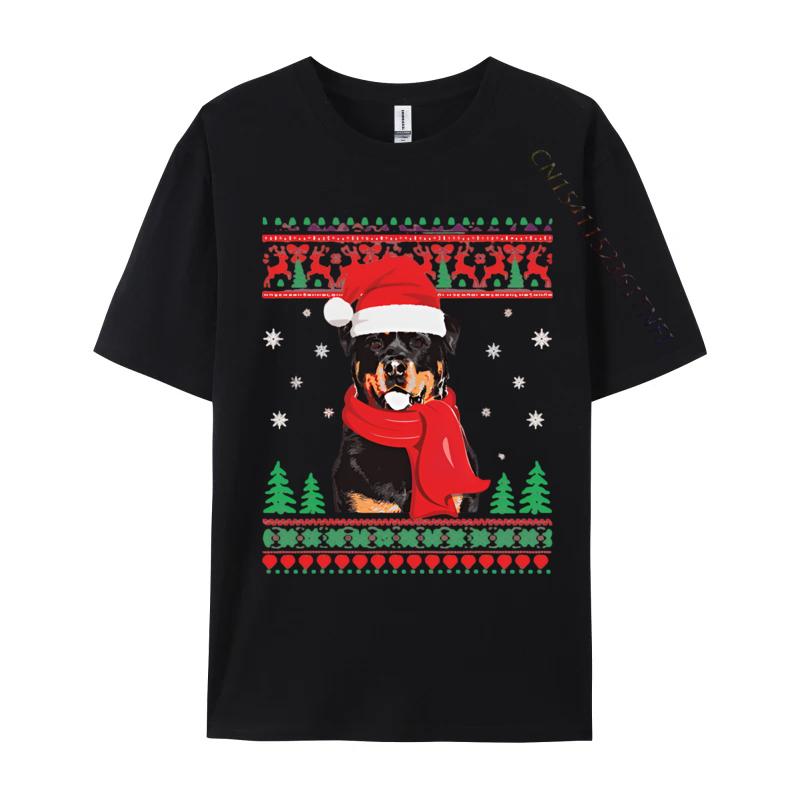 Rottweiler Santa Hat Snow Flake Ugly Tshirt Retro Printed T shirt Anime Tee Shirt Man Clothing Plus Size