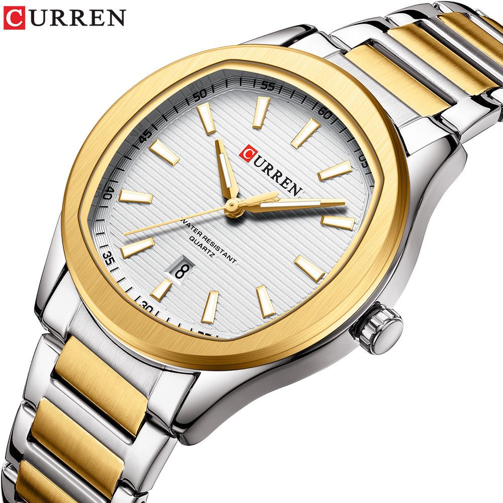Curren 8474 Men's Grenade Style Quartz Watch with Calendar and Steel Band - Sport & Business Style